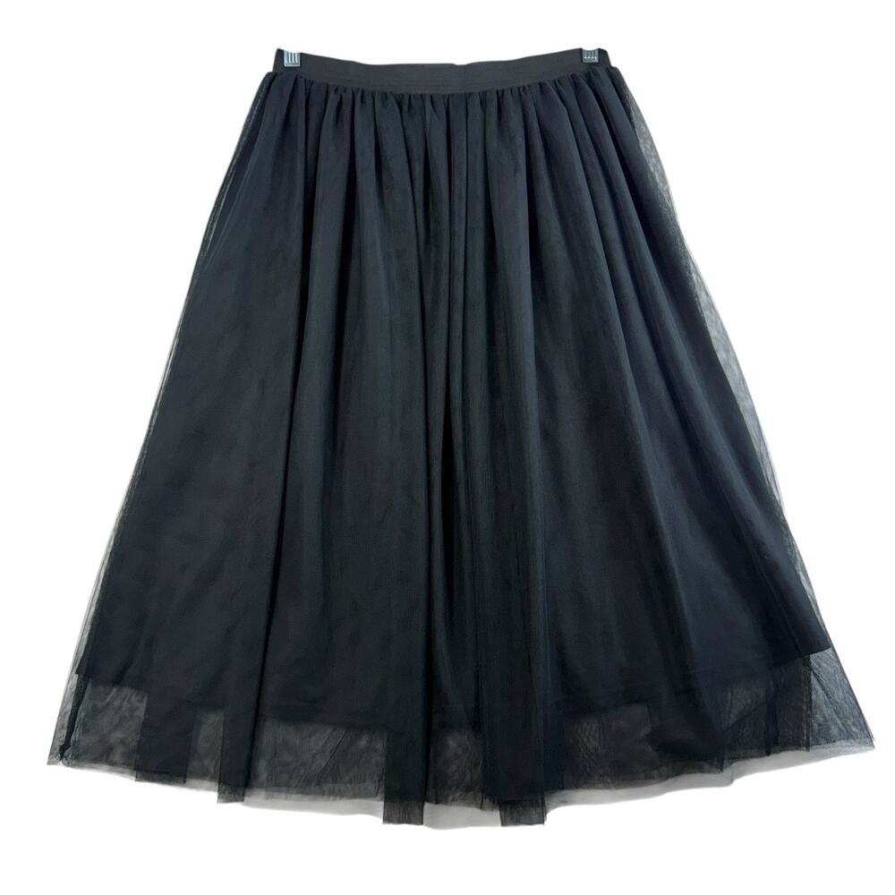 Divided H&M M‎ Medium Midi Skirt Black Tulle Holiday Whimsigoth Fairycore Witchy